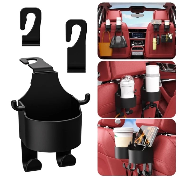 Factory Hot Selling Car Cup Holder Phone Mount Seat Back Multifunctional Hook 3 in 1 hanger Backseat ABS car Storage Organizer