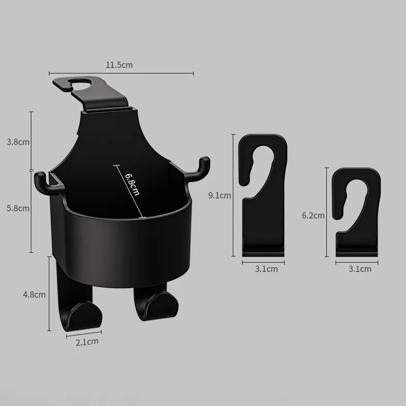Factory Hot Selling Car Cup Holder Phone Mount Seat Back Multifunctional Hook 3 in 1 hanger Backseat ABS car Storage Organizer
