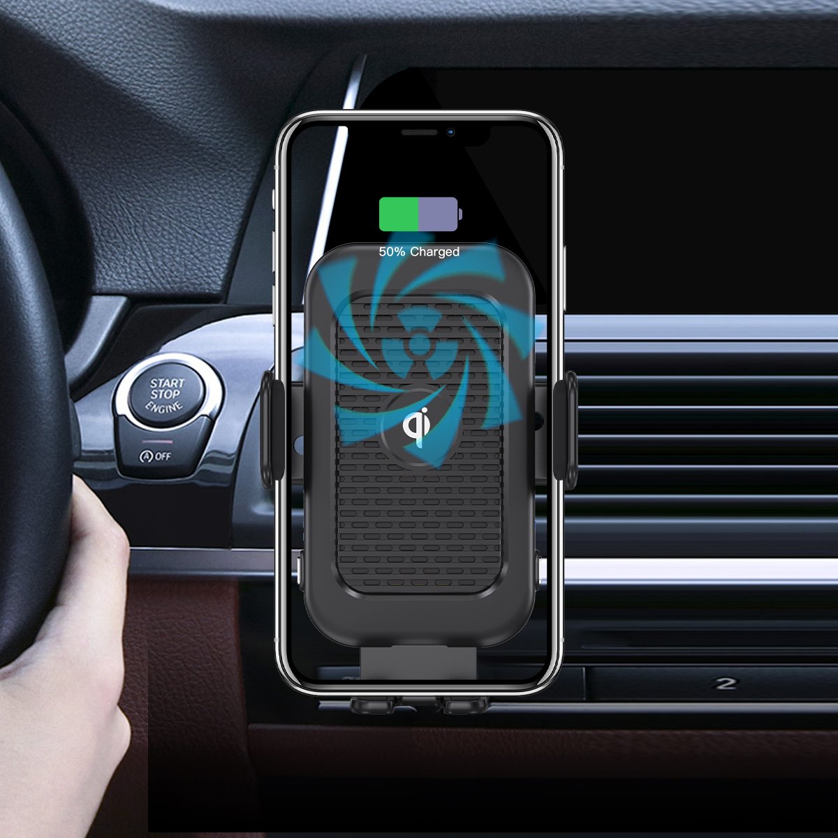 New Products Double Coils Smart Portable Fast Charging Car Phone Holder And Wireless Charger For Samsung Galaxy Z Flip