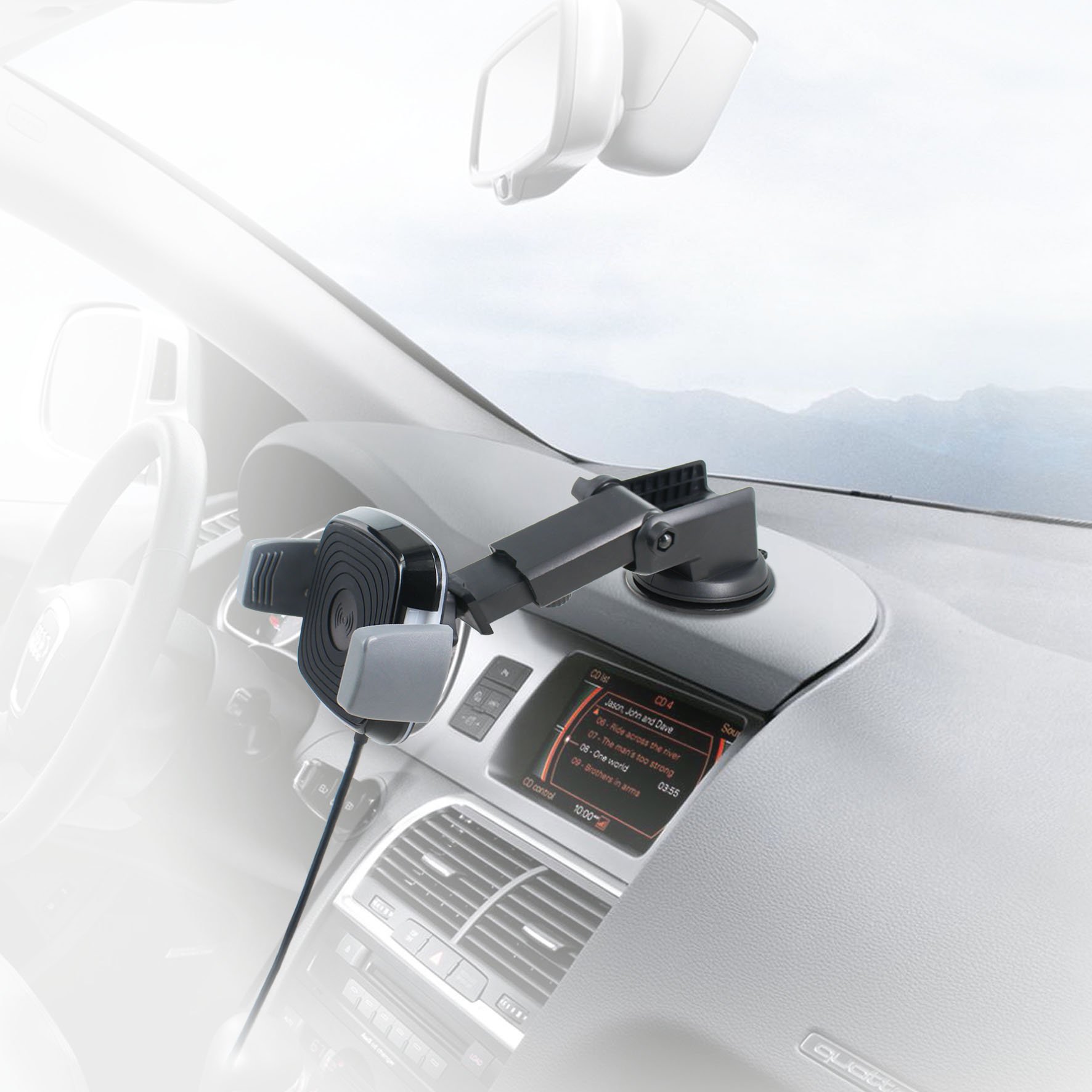 15W Car Fast Charger 3 In 1 Magnetic Car Fast Wireless Phone Charger Auto Clamping Wireless Car Charger Phone Holder