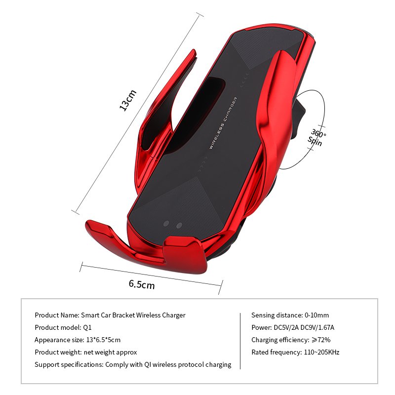 LVSHUO Infrared Auto-sens Air Vent Mount Smart Automatic Clamping 15W Charger Automatic Sensor Car Phone Holder Wireless Charger