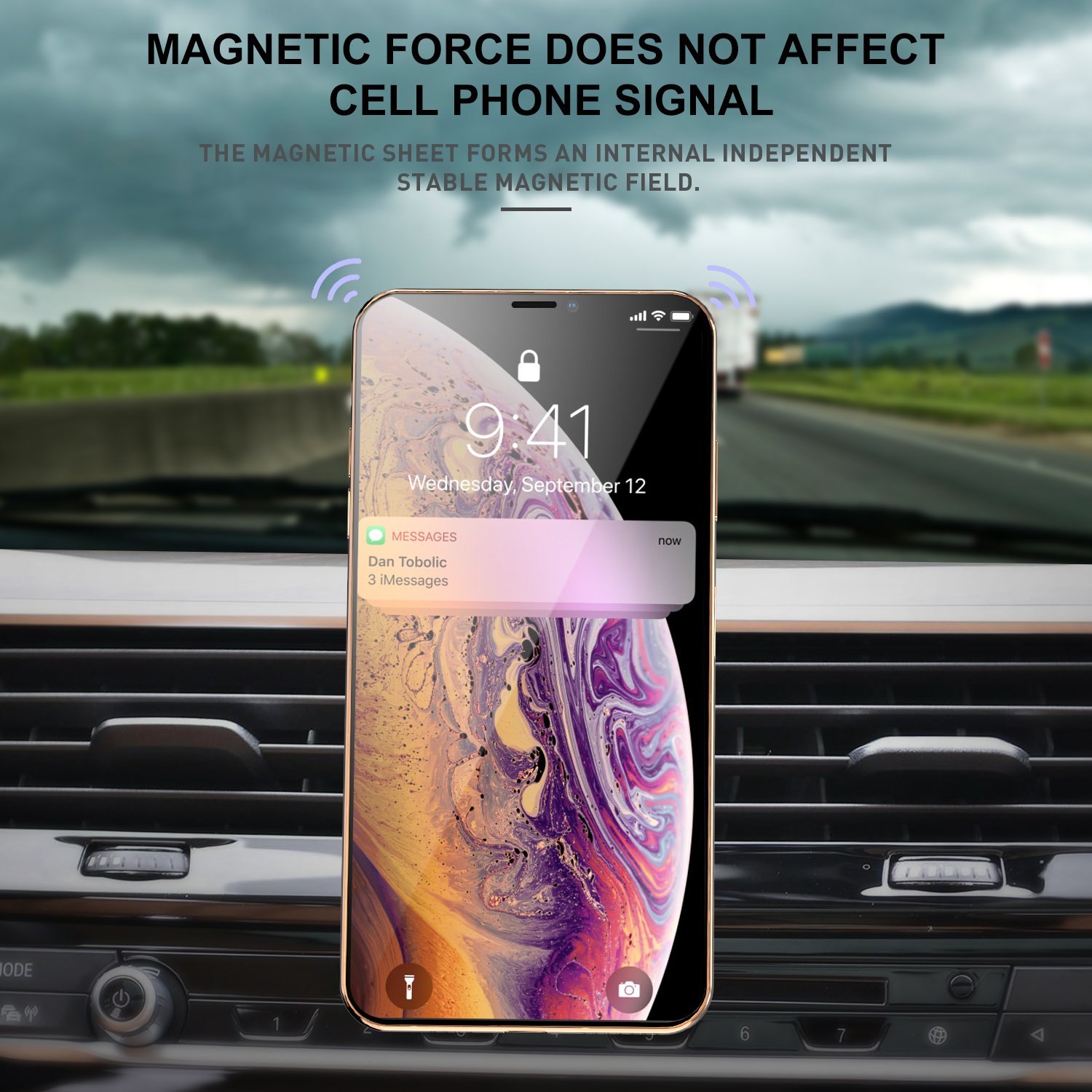 USLION New Universal Mobile Phone Accessories Holder Stand 360 Rotate Magnetic Car Air Vent Clip Holder Mobile Support