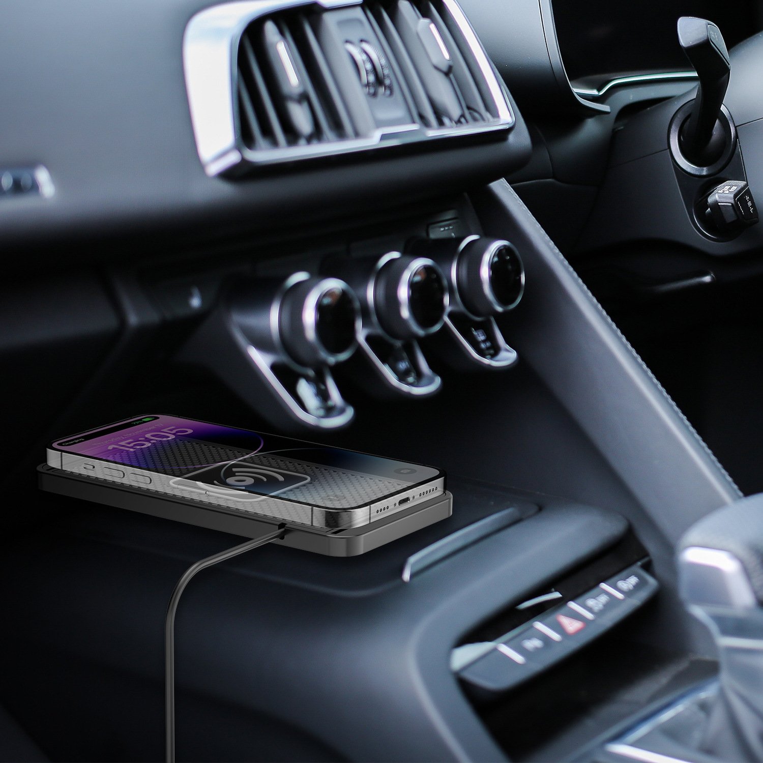 15W Wireless 2 in 1 Quick Charging Mat Home Car Mobile Chargers Pad Charger Adapter Stand Holder