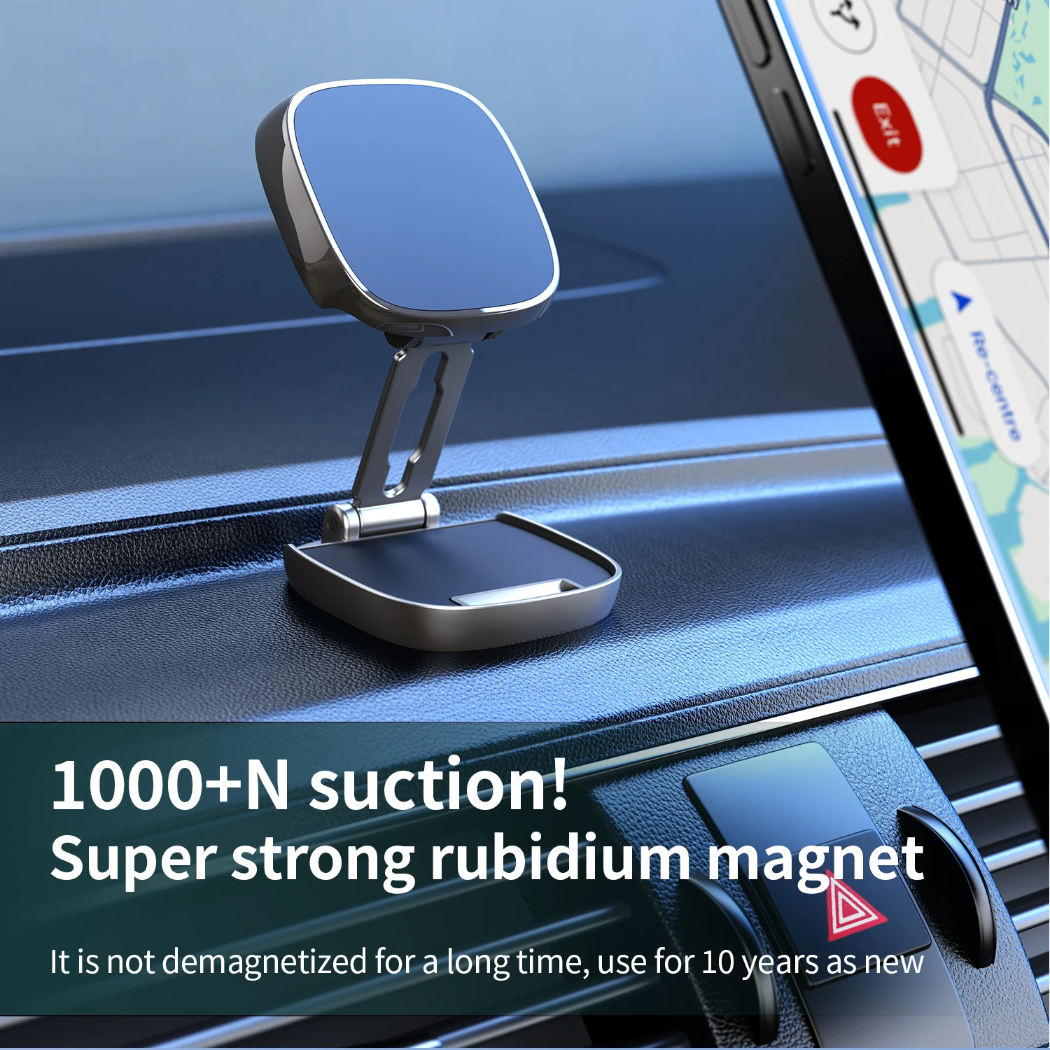 Portable and Flexible Car Magnetic Phone Stand 360 Degrees Rotating Dashboard Mobile Holder Adhesive Folding Stand