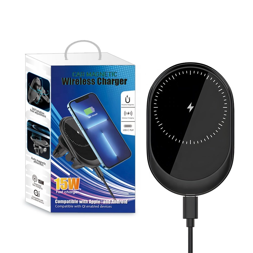 15W Fast Charging Magnetic Wireless Car Holder Phone Charger Magnet Wireless Car Charger For 15 14 13 12