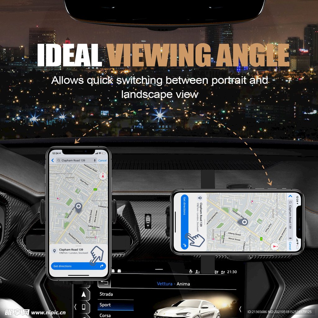 3 in 1 Suction Cup Windshield Dashboard Car Phone Mount The car's air outlet rotates the car's mobile phone holder 360 degrees