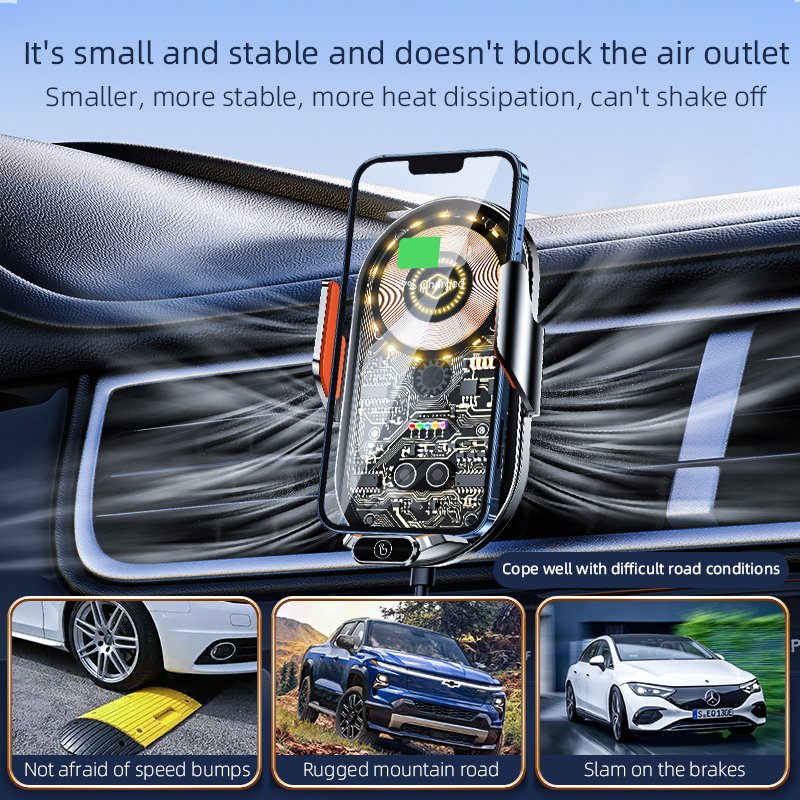 Transparent Phone Holder 15w Magnetic Car Wireless Charger For All Phone