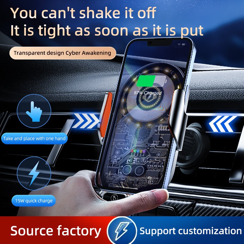 Transparent Phone Holder 15w Magnetic Car Wireless Charger For All Phone