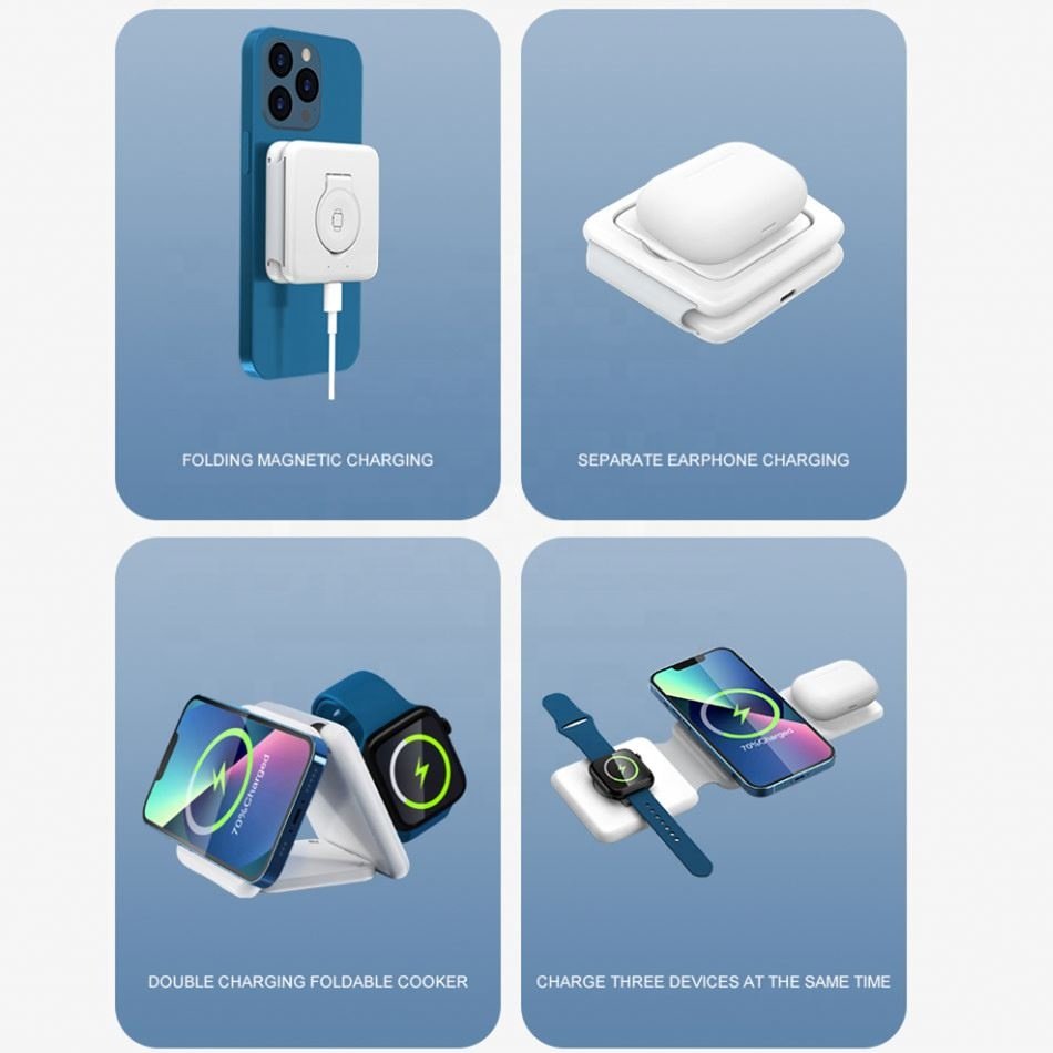 Factory Price 4 1 Multifunction All One Holder Fast 15W phone 3 In 1 Charging Foldable Wireless Charger
