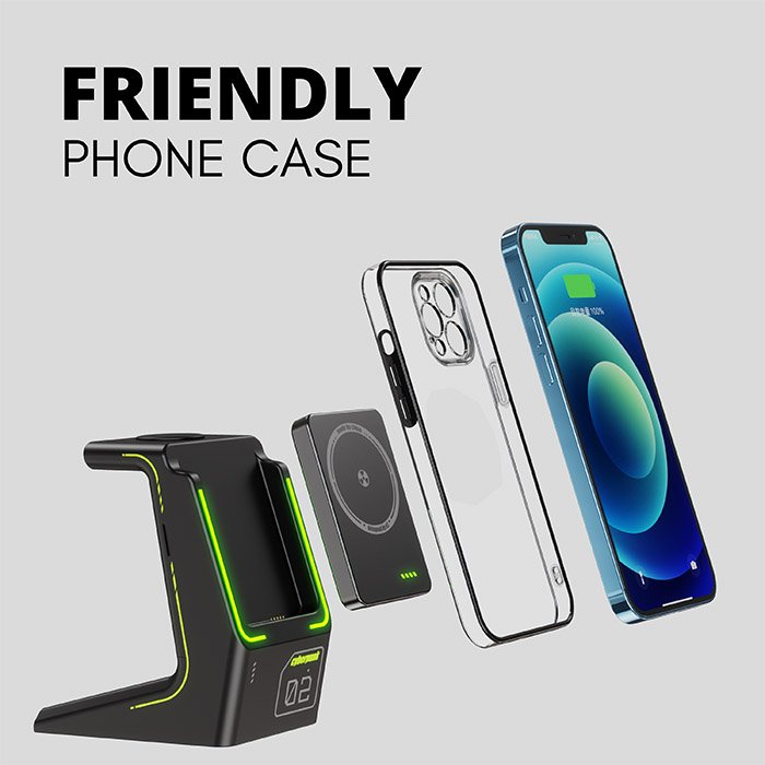 OEM Wireless Charger 3 in1 15W Fast Magnetic Charger Stand With Led Light Phone Holder