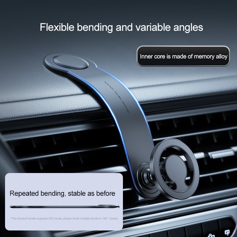 Newest patent product bendable magnetic car phone holder memory aluminum mount for car durable 360 rotation dashboard bracket