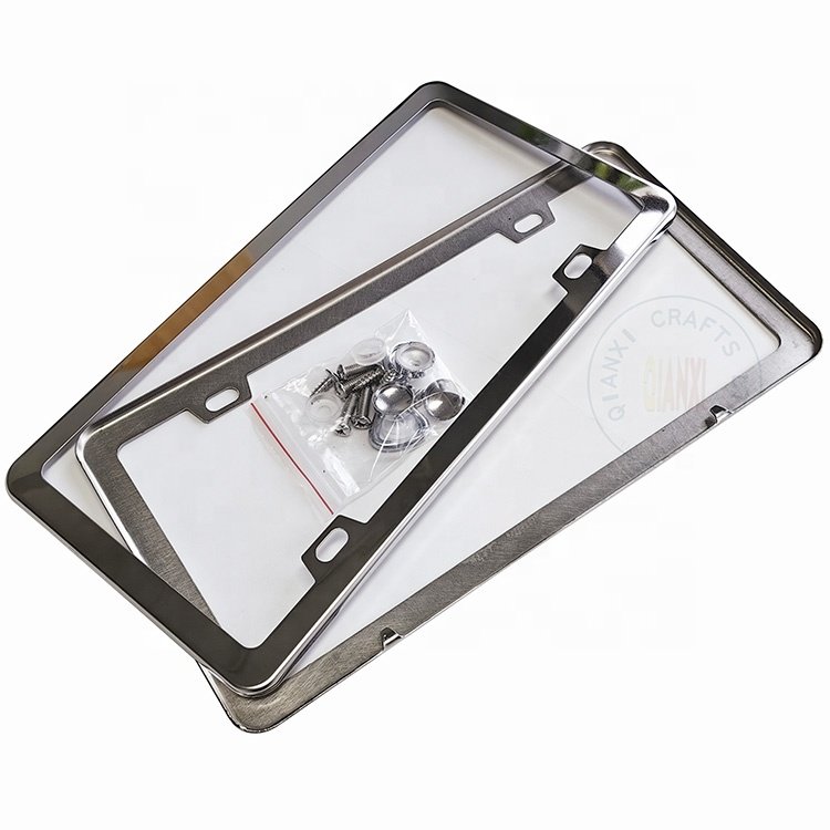 Custom made metal number tag holders chrome motorcycle covers black carbon fiber car plate borders Plastic license plate frames