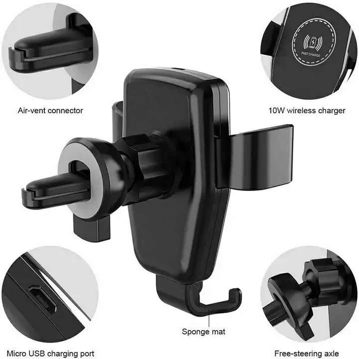 Jmax Best Seller Car Phone Holder Wireless Charger for Mobile Phone Fast Charging Wireless Car Charger Mount OEM Qi Micro ABS