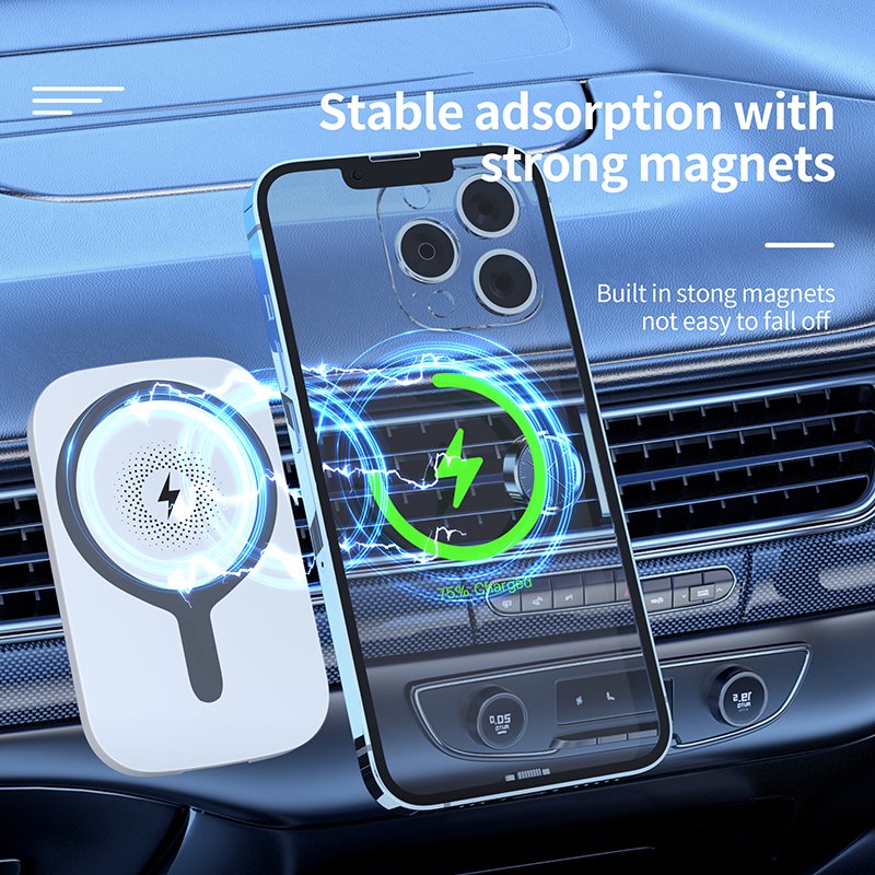 Portable Universal Fast Wireless Charging 15w Car Phone Holder For Iphone With Magnetic Adsorption Function Charge