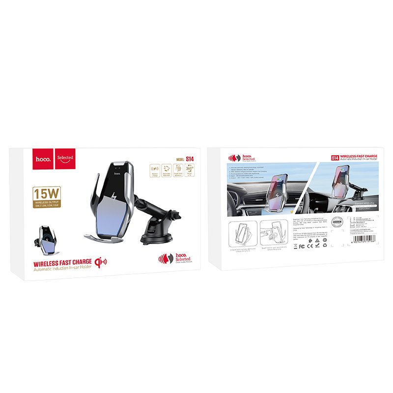 HOCO S14 Surpass Automatic Induction Wireless 15W Charging Car Phone Holder