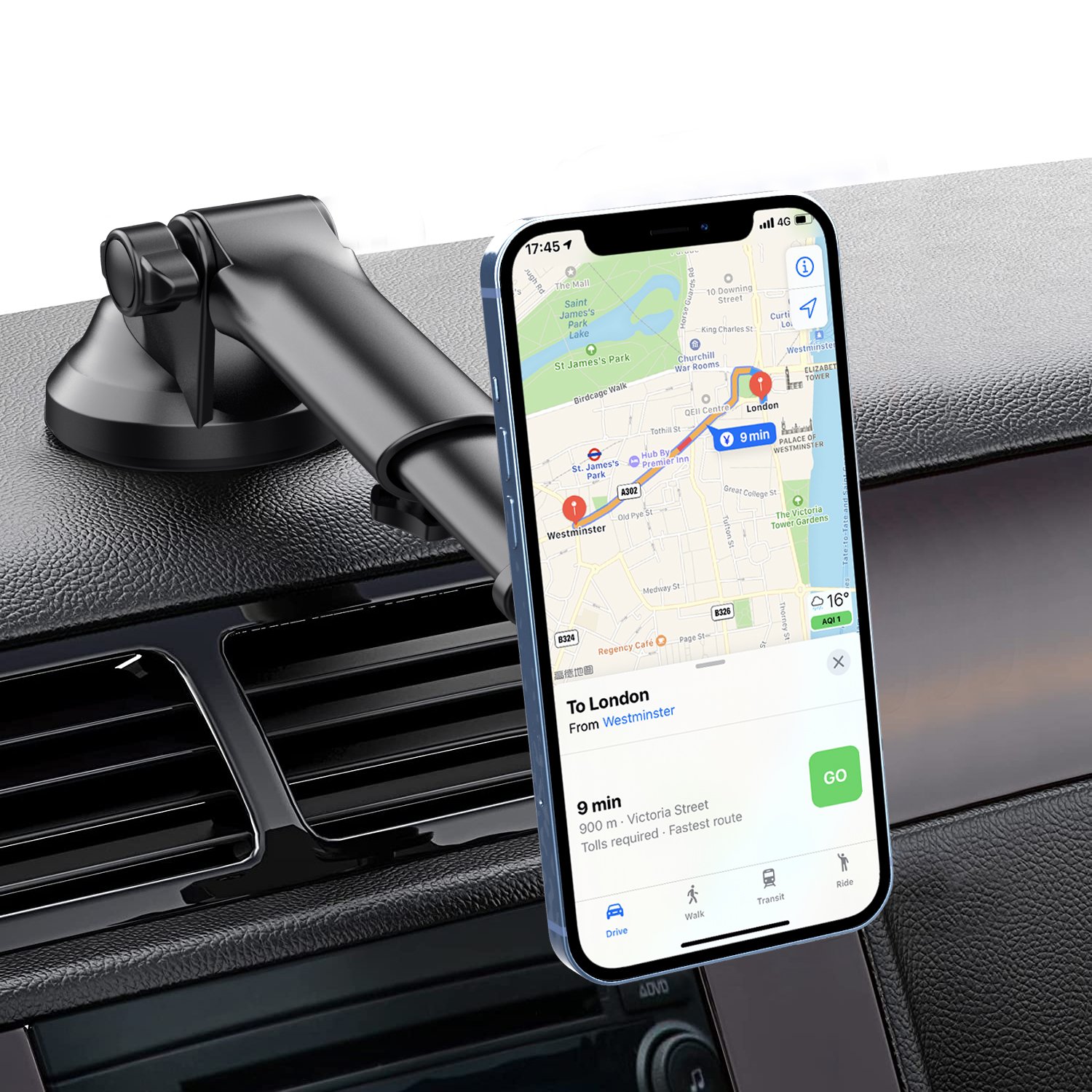 Anti-shock 360 Rotating Handsfree Flexible Dashboard Magnetic Car Phone Holder