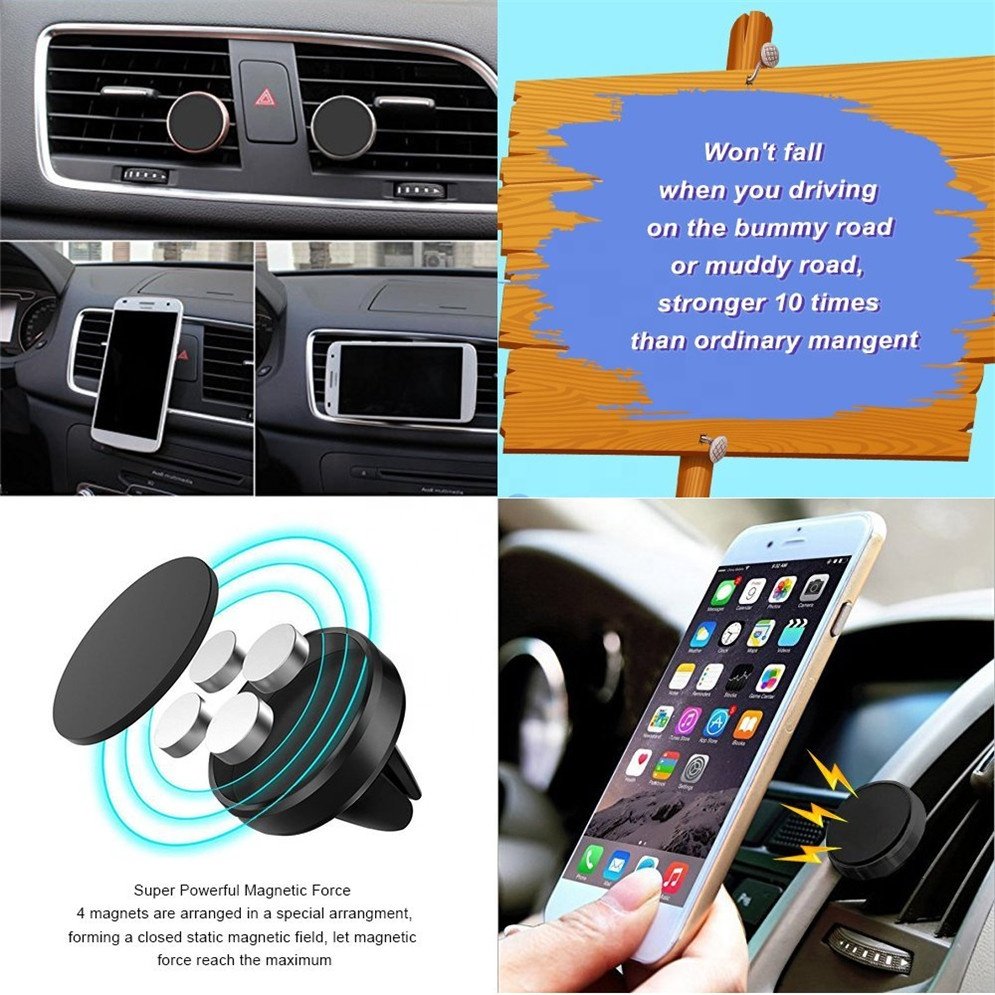 Free Sample Best Selling Air Vent Mount Magnetic Car Holder Mobile Cell Phone Magnet Holder For Samrtphones