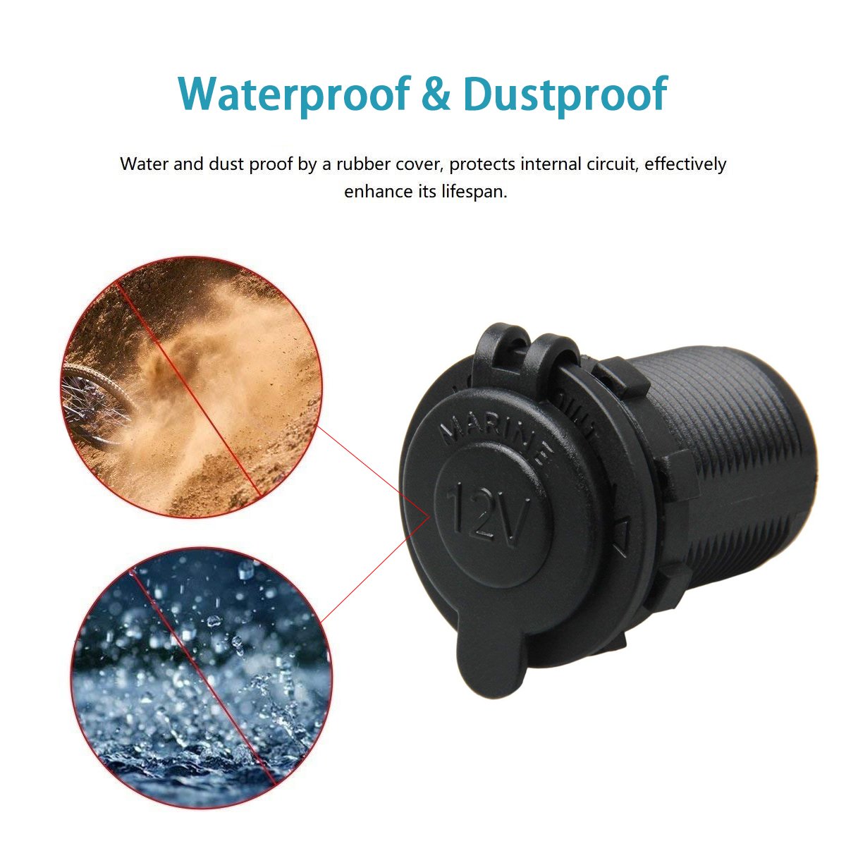 Roxgoct Modified power supply base or Cigarette lighter with light fuse holder for car waterproof plastic cigarette lighter sock