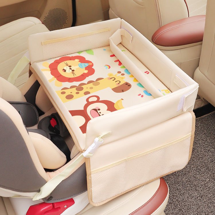 Cartoon Car Child Safety Seat Tray Waterproof Multifunctional Dining Table and Baby Cart Board Organizer and Holder