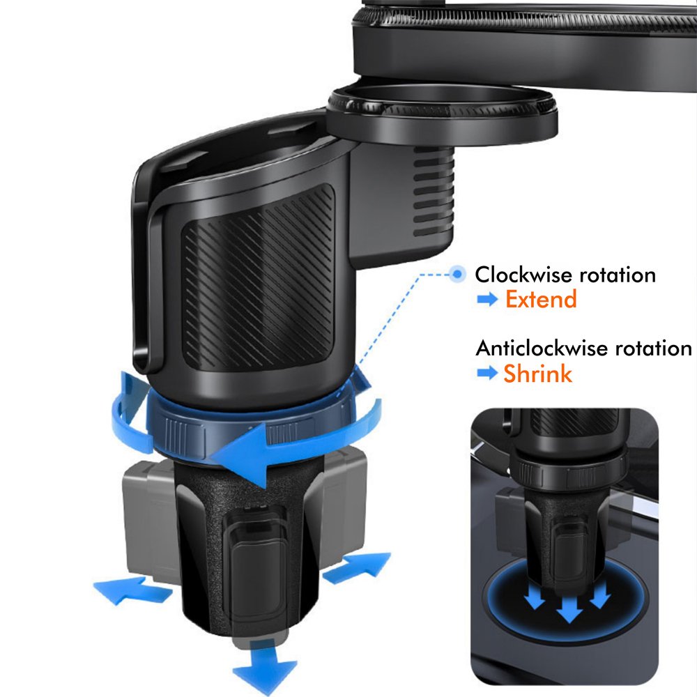 Multi-function adjustable car water cup hole plate + cup sleeve Multipurpose Cup Holder Tray For Car With 360 Degree Swivel Arm