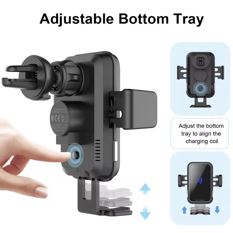 Auto Clamping Phone Mount Holder 15W Wireless Mobile Car Charger Stand Fast Charging For iphone Samsung