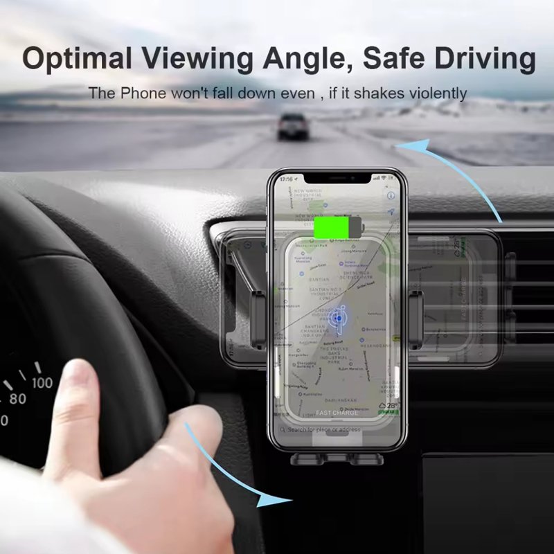 Auto Clamping Phone Mount Holder 15W Wireless Mobile Car Charger Stand Fast Charging For iphone Samsung
