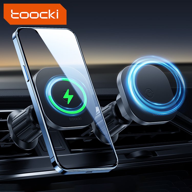 Toocki 2024 Magnetic Wireless Fast Charging Car Phone Holder Wireless Charging Car Holder Magnetic For Smart Phone