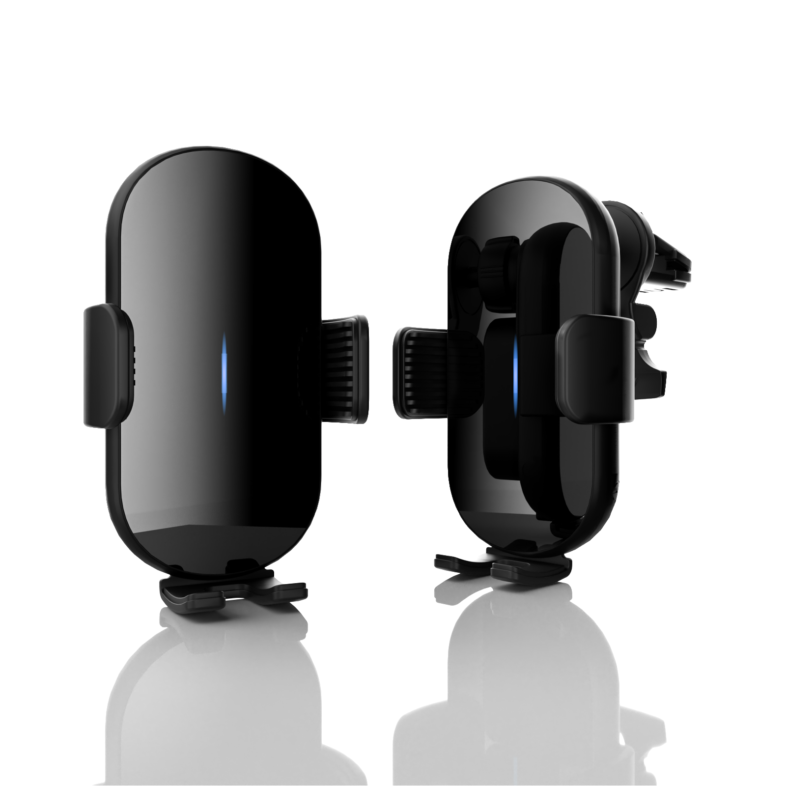 15W wireless fast automatic clamping fast charging car phone holder with dual motor coil automatic alignment
