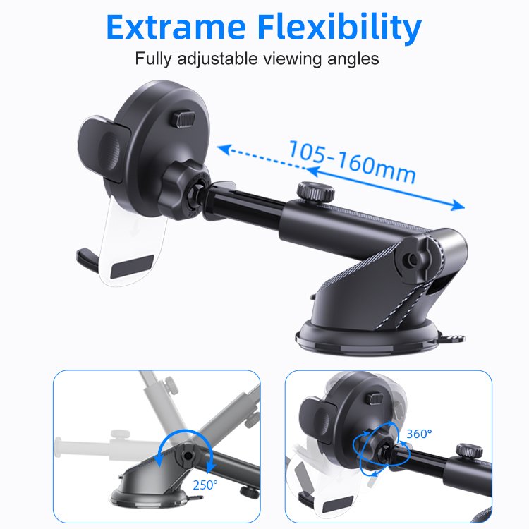 Car Mobile Phone Holders Phone Mount Cellphone Holder Smartphone Dashboard Mount Car Holder Suction Cup Stand 360 Phone Bracket