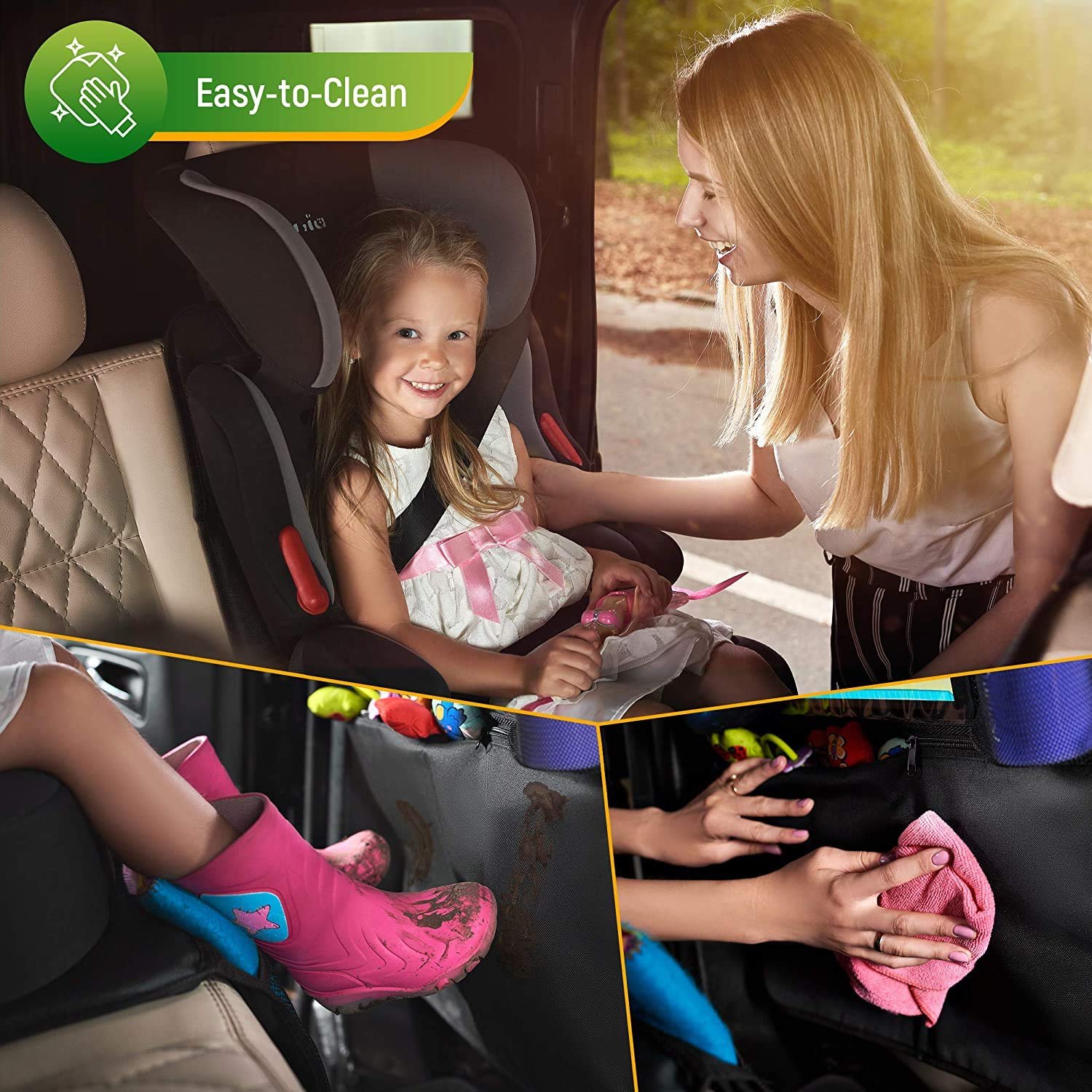 Car Seat Protector with Thickest Padding Backseat Car Organizer XL Largest Car Seat Cover for Child Baby Carseat Waterproof &