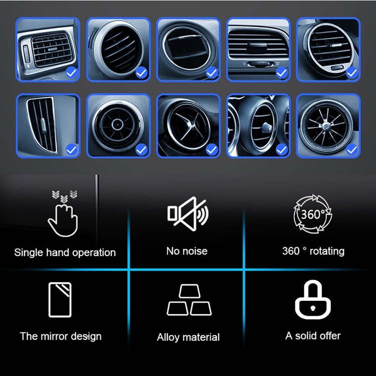 Glass Mirror Aluminum Alloy Gravity Vent Mobile Phone Holder Car Holder