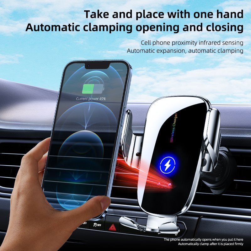 New Car Holder 15w Wireless Charging Car Phone Holder Auto Sensor Car Phone Mount
