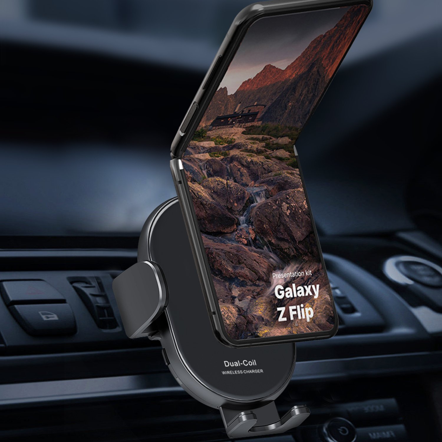 Certification Dual Coils Three Axis Linkage 15W Fast Wireless Car Charger For Samsung Z Flip 4 3 iPhone 12 13 Pro Max
