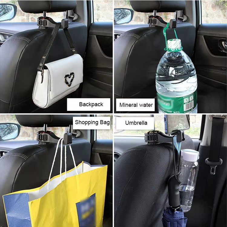 New Arrival 2 in 1 Adjustable Multi-color Multi-function Car Headrest Hook Car Mobile Phone Holder