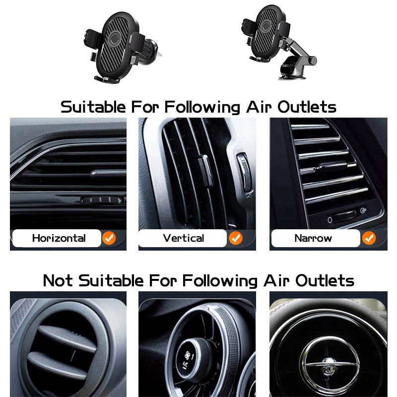 Press-type Car Air Outlet Phone Holder ABS Silicone Foam 360Degree rotation Phone Holder Car Mount