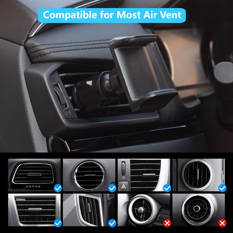 New Item Custom Logo Mini Car Holder Air Vent Mount ABS Car Phone Stander Silicone stand mount in Car Mobile mount Holder