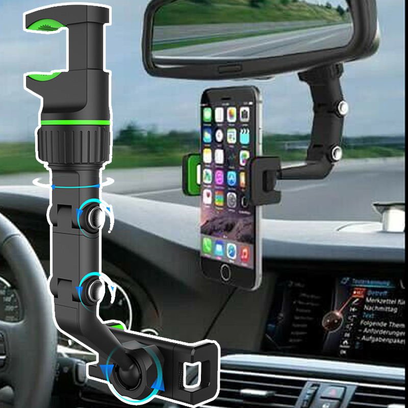 360 Degree Rotating Rearview Mirror Car Mount Phone Holder Universal Car Holder Phone Stand