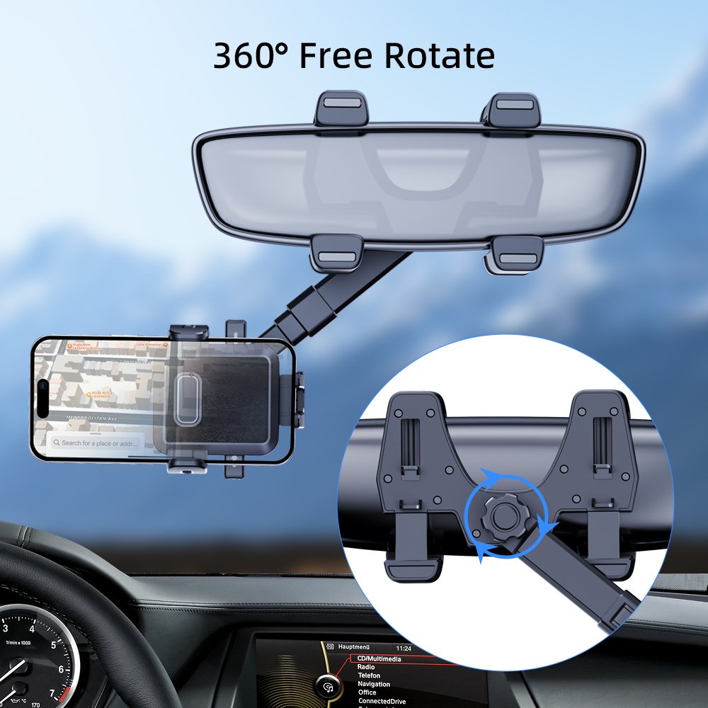 New Arrivals 360 Rotatable Retractable Car Phone Mount Multifunctional Adjustable Universal Car Rearview Mirror Phone Holder