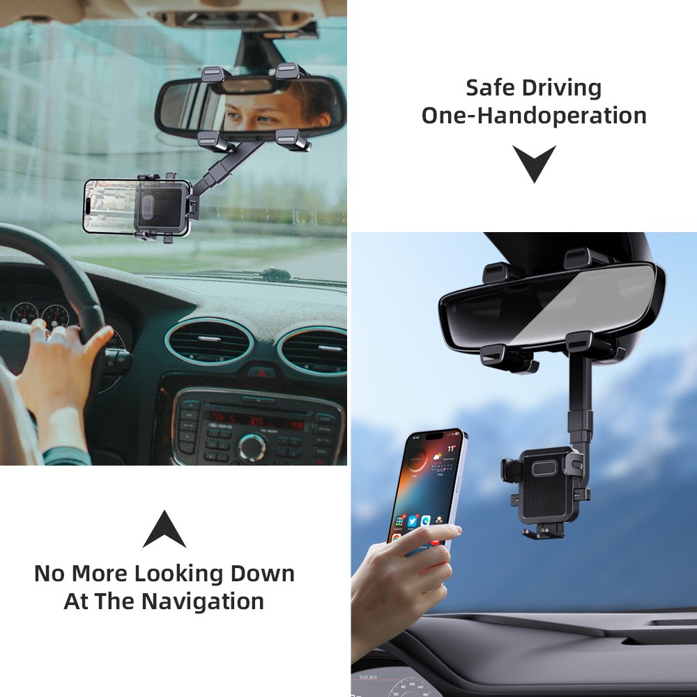 New Arrivals 360 Rotatable Retractable Car Phone Mount Multifunctional Adjustable Universal Car Rearview Mirror Phone Holder