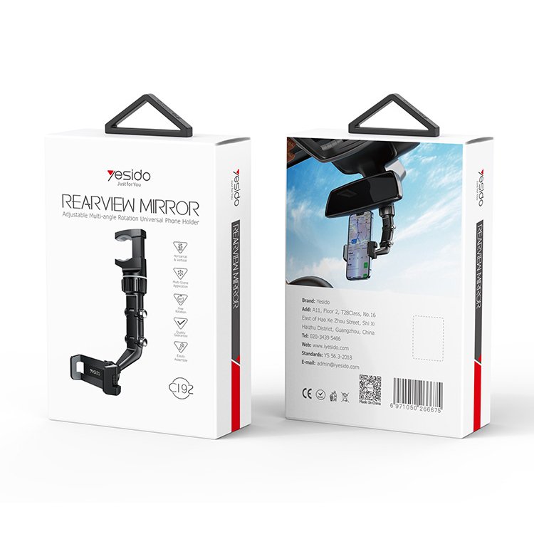 Best Selling Rearview Mirror Mobile Phone Car Holder Universal 360 Rotating Car Phone Mount And Gps Holder Rearview Mirror Clip