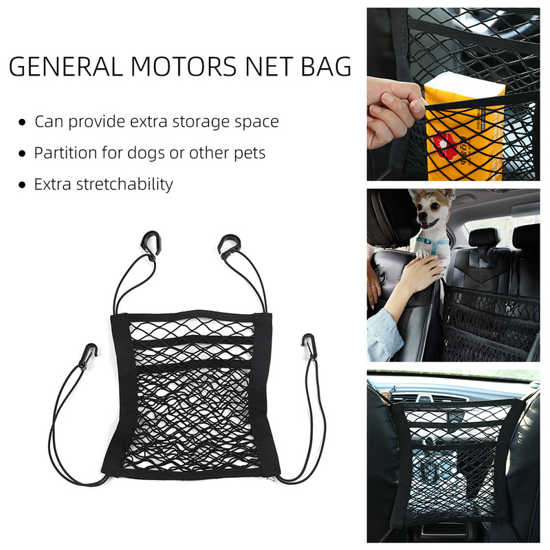 3-Layer Car Storage Net Bag Between Seats Car Divider Pet Barrier Stretchable Elastic Mesh Bag Organizer Auto Accessories