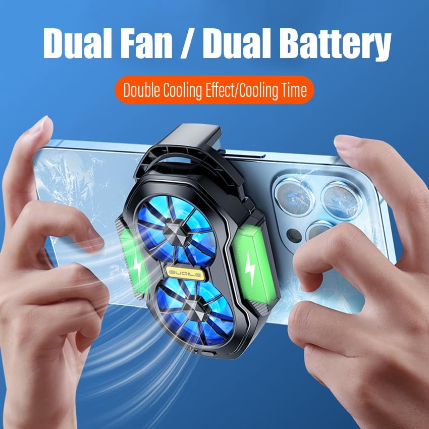 Magnetic phone cooler with rechargeable battery, suitable for iPhone and Android smartphones with RGB LED phone cooler