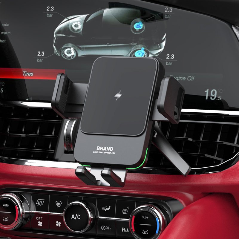 Hot Selling Manual Press Type Wireless Car Mount Charger Phone Holder for Quad Lock