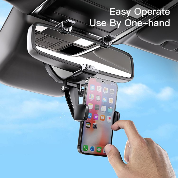 C193 Universal Car RearView Mirror Phone Holder Mirror Bracket 360 Degrees Car Mount Phone Holder for Cell Phone GPS Navigation