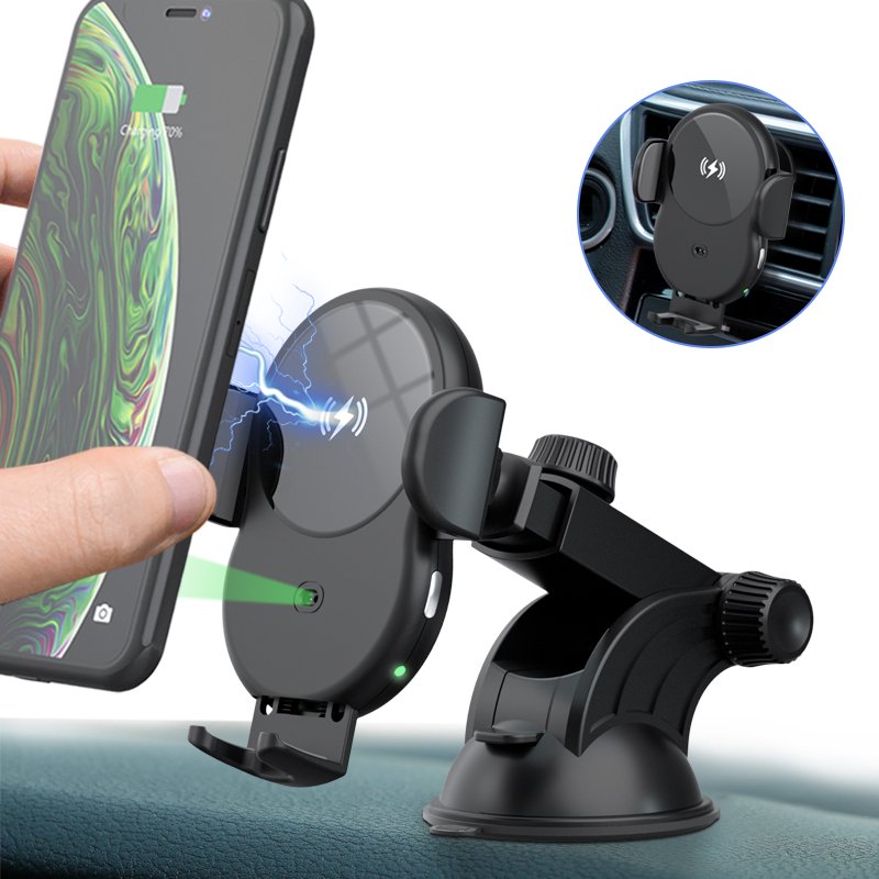 OBSHI Smart 10W Fast Charging Wireless Charger Car Mount Automatic Light Sensor Car Holder Wireless Charger