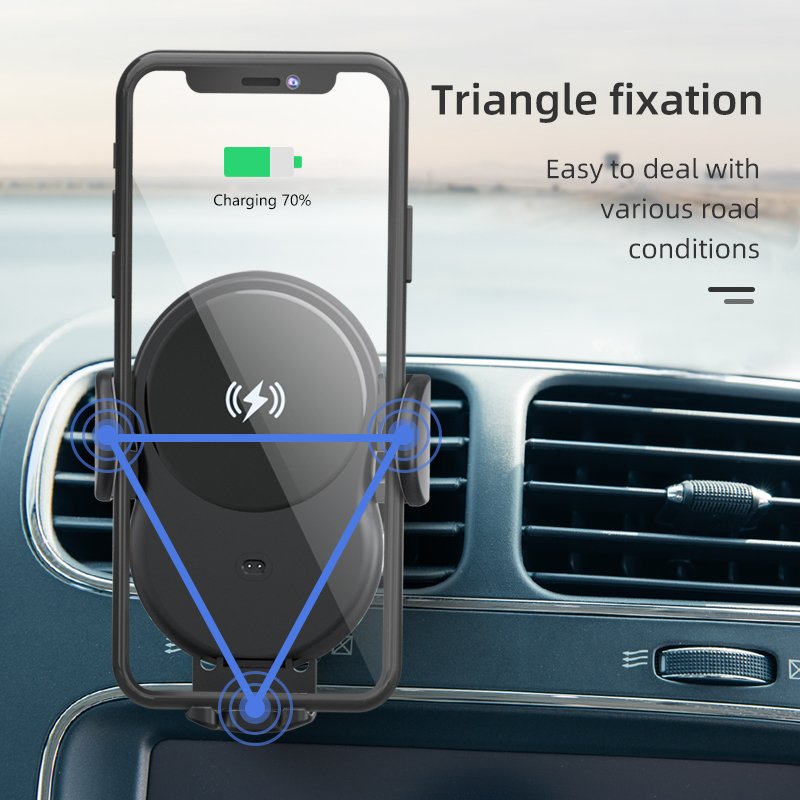OBSHI Smart 10W Fast Charging Wireless Charger Car Mount Automatic Light Sensor Car Holder Wireless Charger