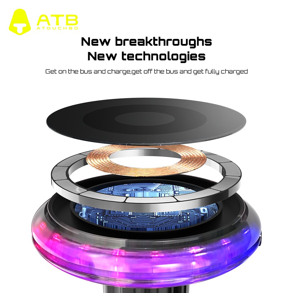 Wireless Car Charger Fast Charging Phone Holder Magnetic Car Holder With Ambient Light Wireless Charging Phone Holder