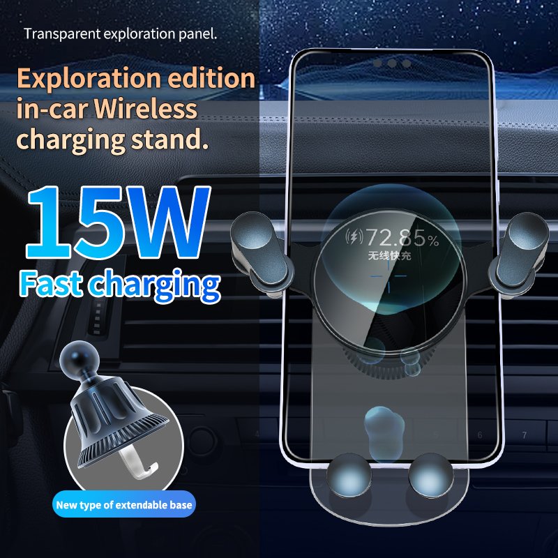 2024 New Arrivals 15W Qi Car Charger Phone Holder Mount Fast Charging Wireless Charger Gravity Air Vent Car Phone Mount