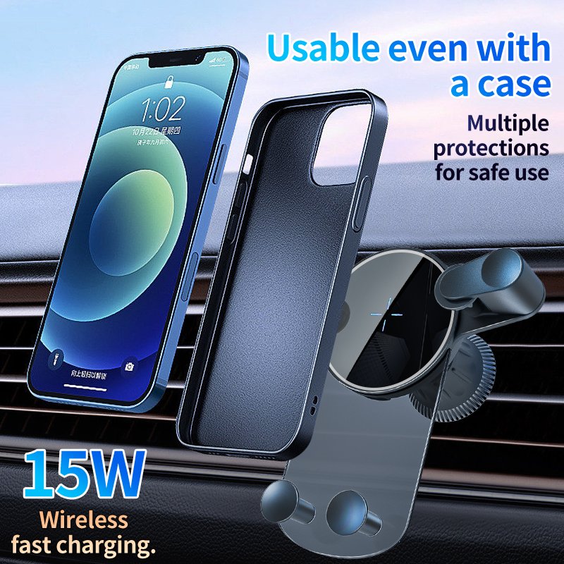 2024 New Arrivals 15W Qi Car Charger Phone Holder Mount Fast Charging Wireless Charger Gravity Air Vent Car Phone Mount