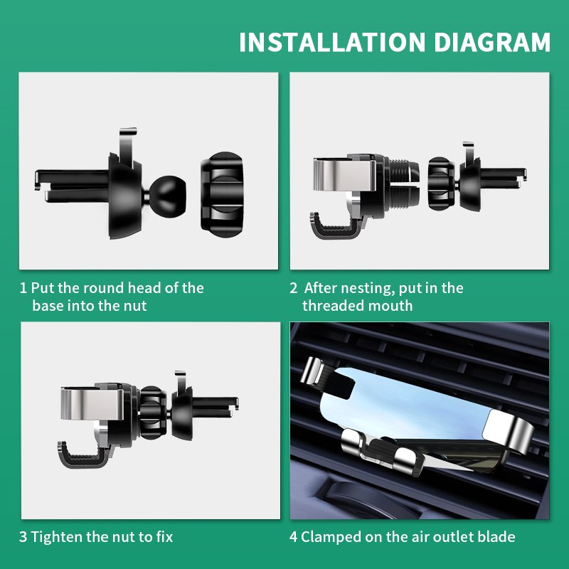 New Arrival Universal Car Phone Mount Gravity Air Vent Phone Holder Mobile Phone Stand-compatible with All Brands